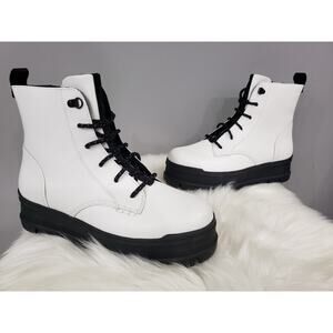 NEW Size 11 UGG Solid White Sidnee‎ Waterproof Platform Lug Combat Boots Punk